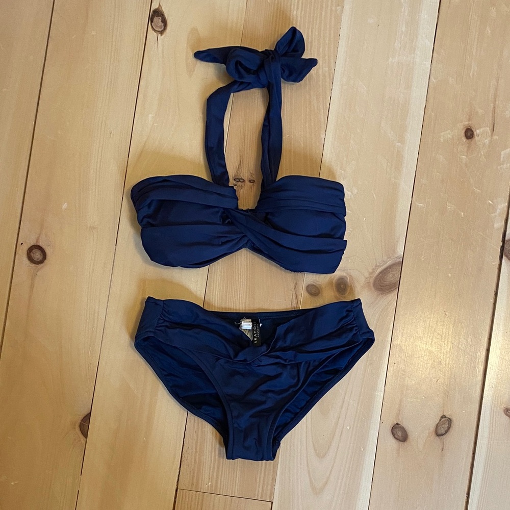 Seafolly Australia Blue Bandeau Bikini Set (XS)